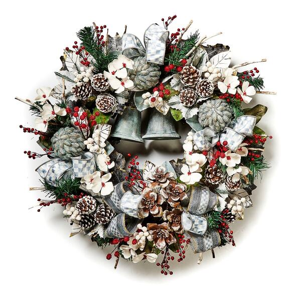 Brand New Mackenzie-Childs Farmhouse Sterling Holiday 30″ Wreath - Picture 1 of 16